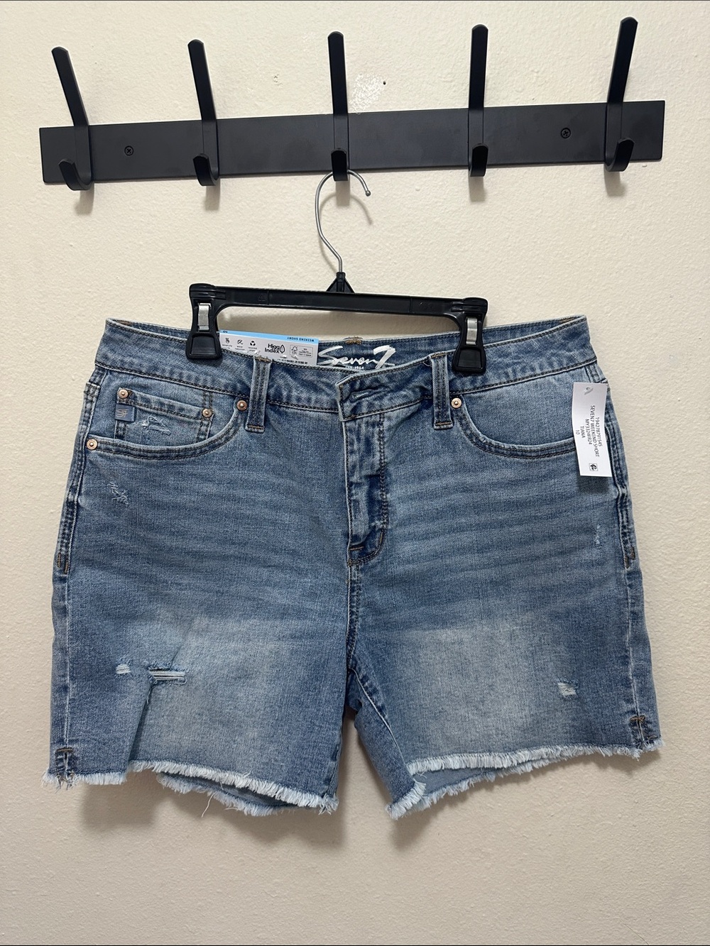 Seven7 Women's Light Blue Distressed Denim Shorts